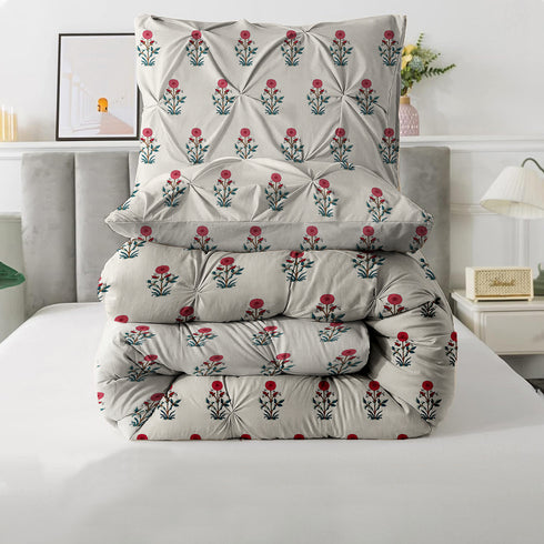 The White Moss Hannah Reversible Print Pinch Pleat AC Comforter With Pillow Cover